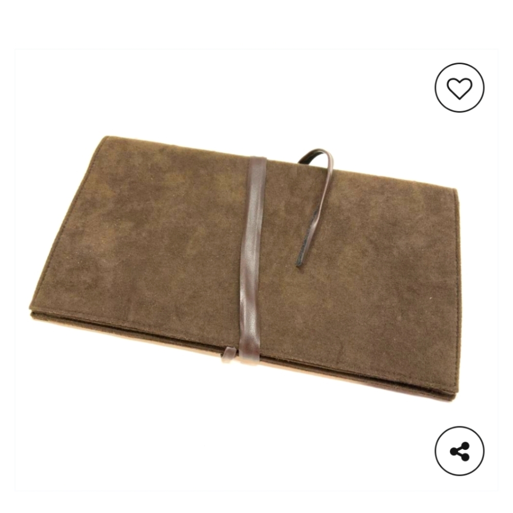 Yves Saint Laurent Brown Suede Clutch with Mirror